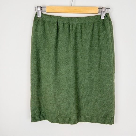 Ballantyne Womens Size Medium Olive Green Cashmere Knit Pencil Skirt - Picture 2 of 8